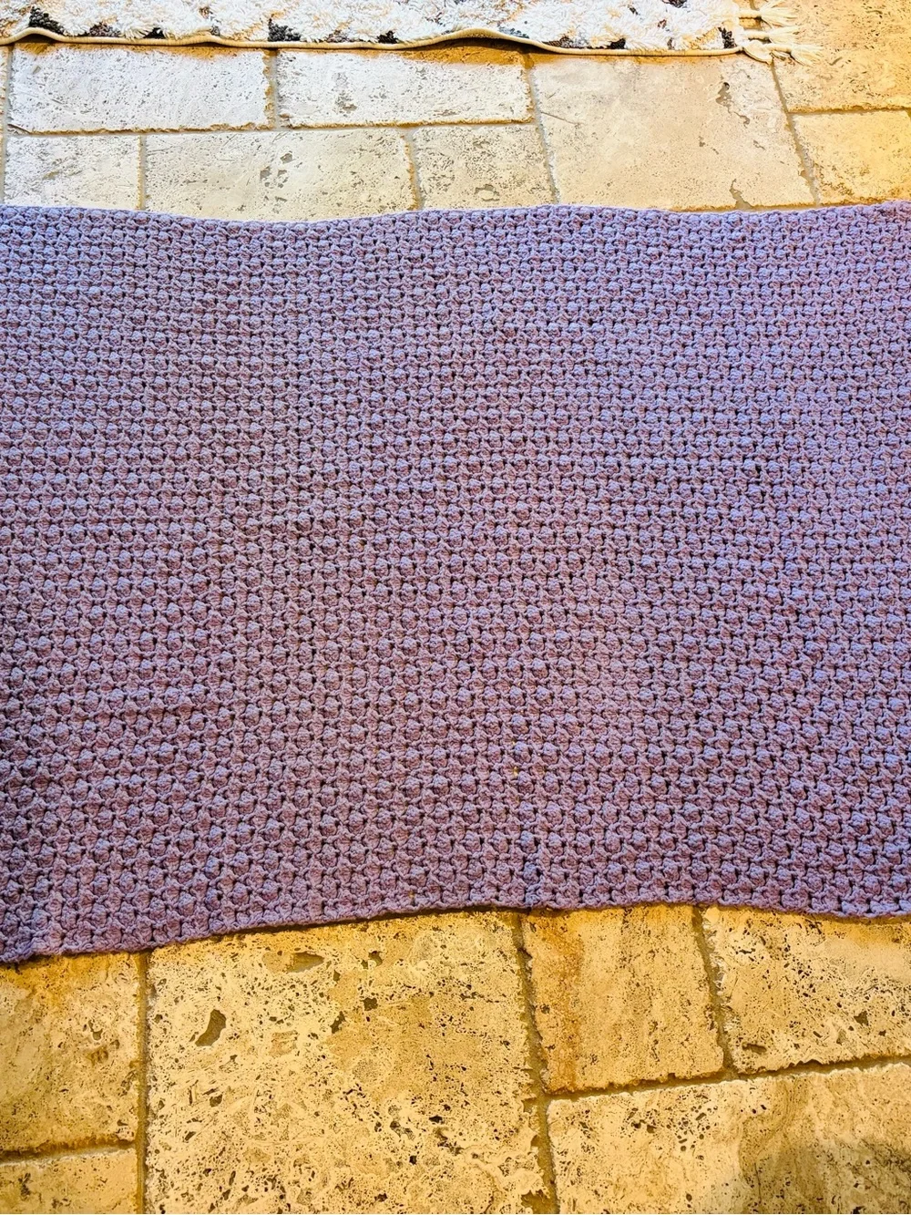 Handmade crocheted lavender scalloped edge blanket throw